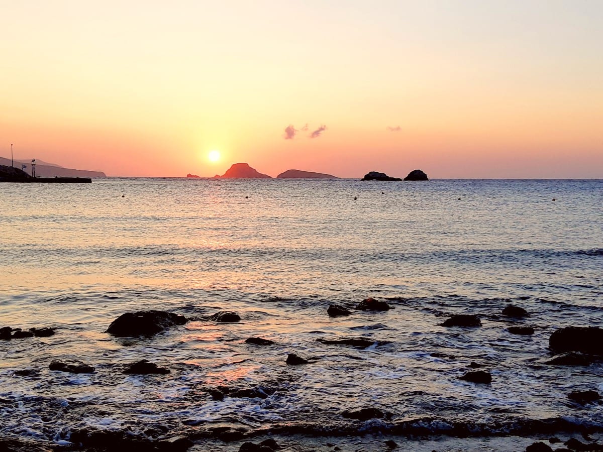 Sunrise over Karavostasis beach in Folegandros Greece