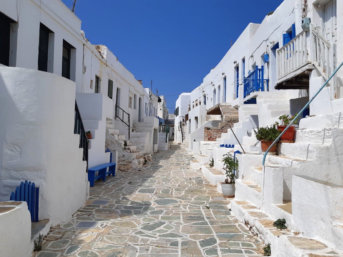 Whitewashed houses inside the Folegandros Chora