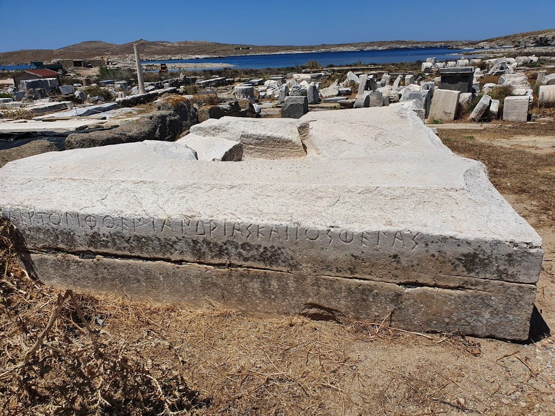 Base of the Apollo statues in Delos island in Greece