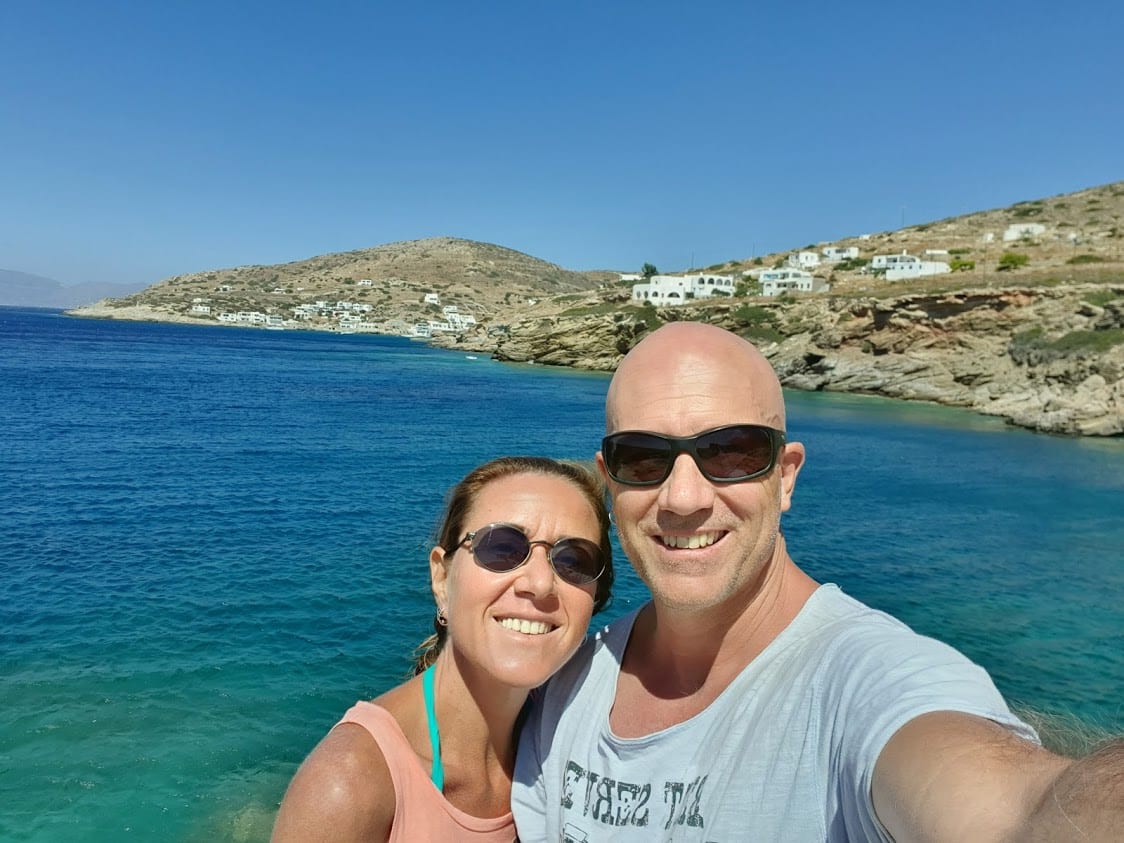 Dave and Vanessa from Dave's Travel Pages in Sikinos Island in Greece