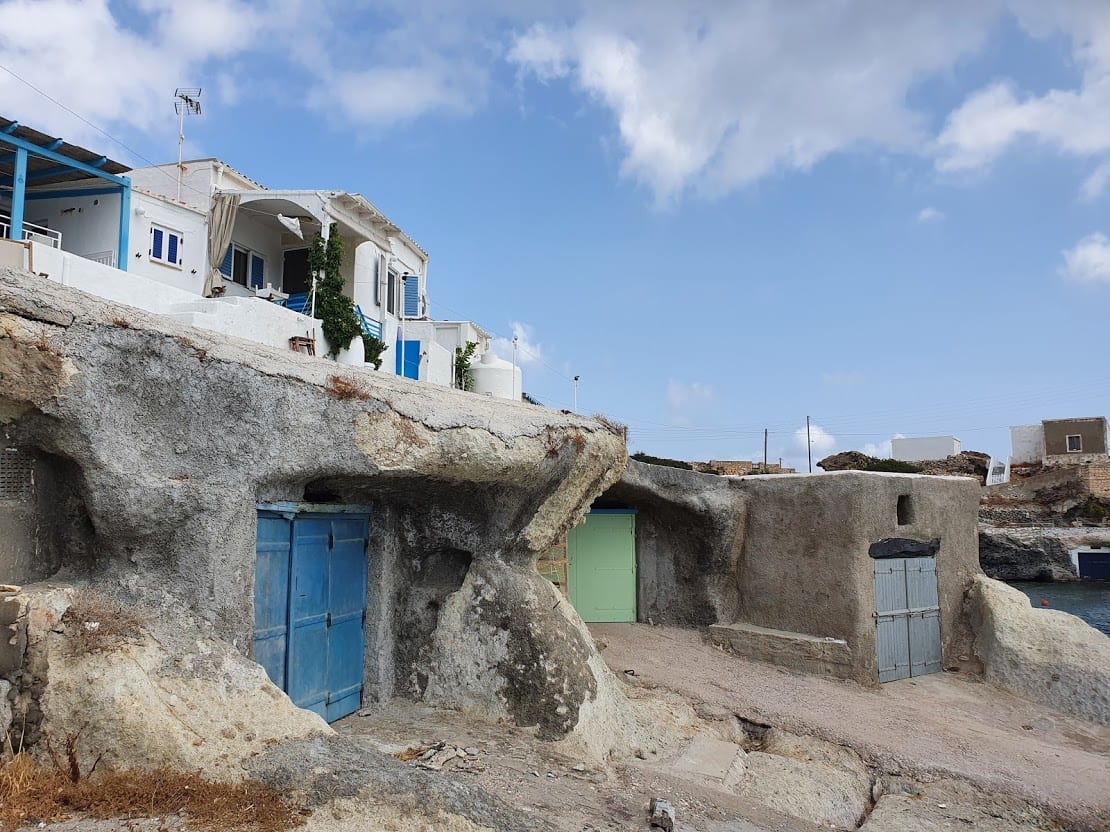 Fishing houses in Goupa on Kimolos Greece
