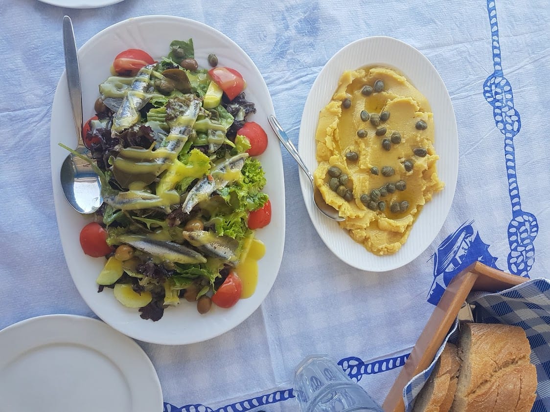 Enjoying Greek food in Milos