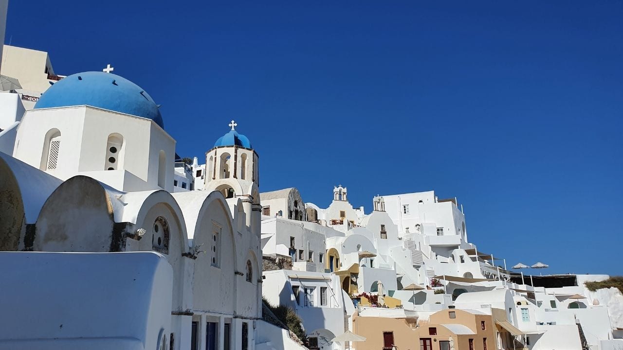 An iconic view of Santorini Greece