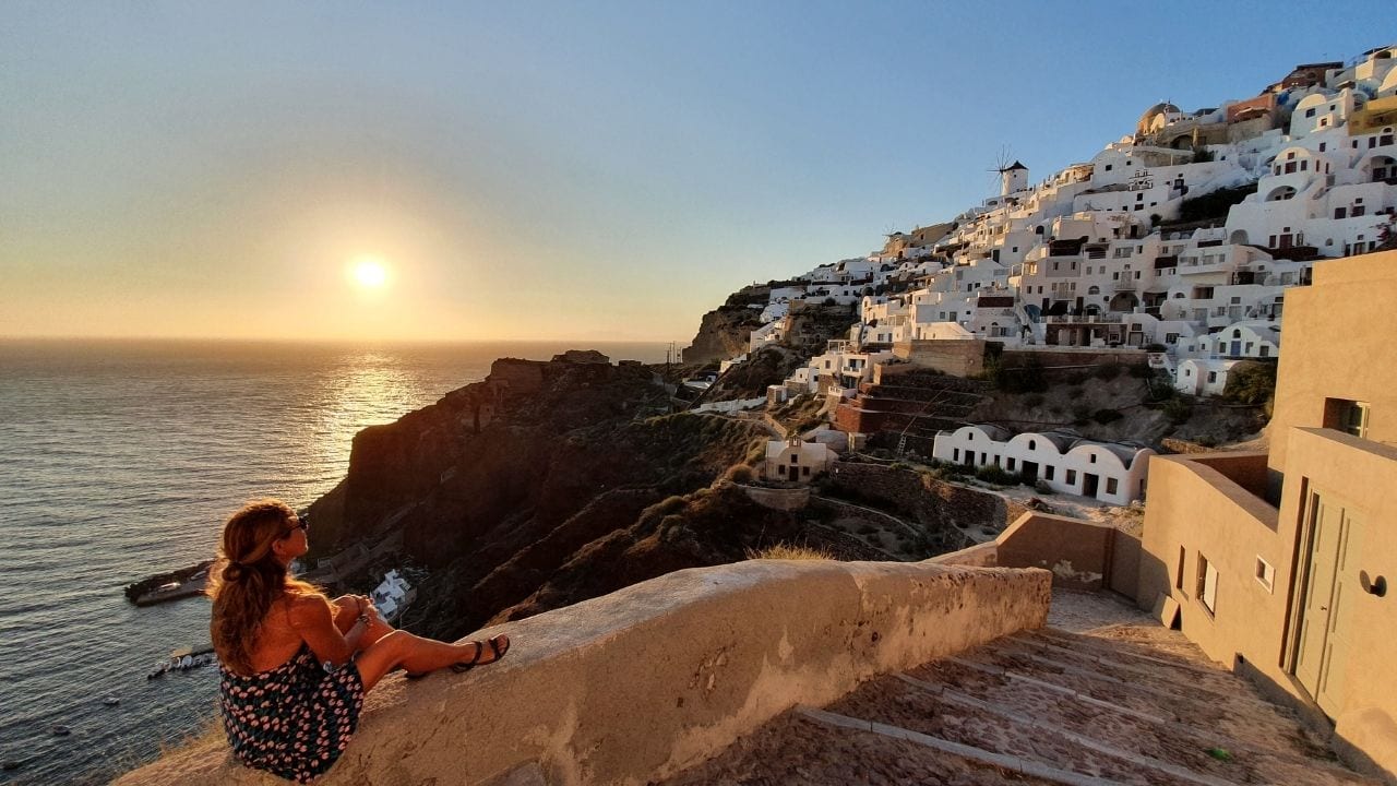 Oia in Santorini is one of the most famous locations in Greece to see the sunset