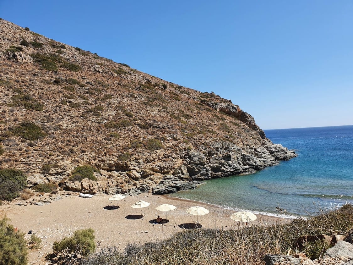 Sikinos beach umbrellas