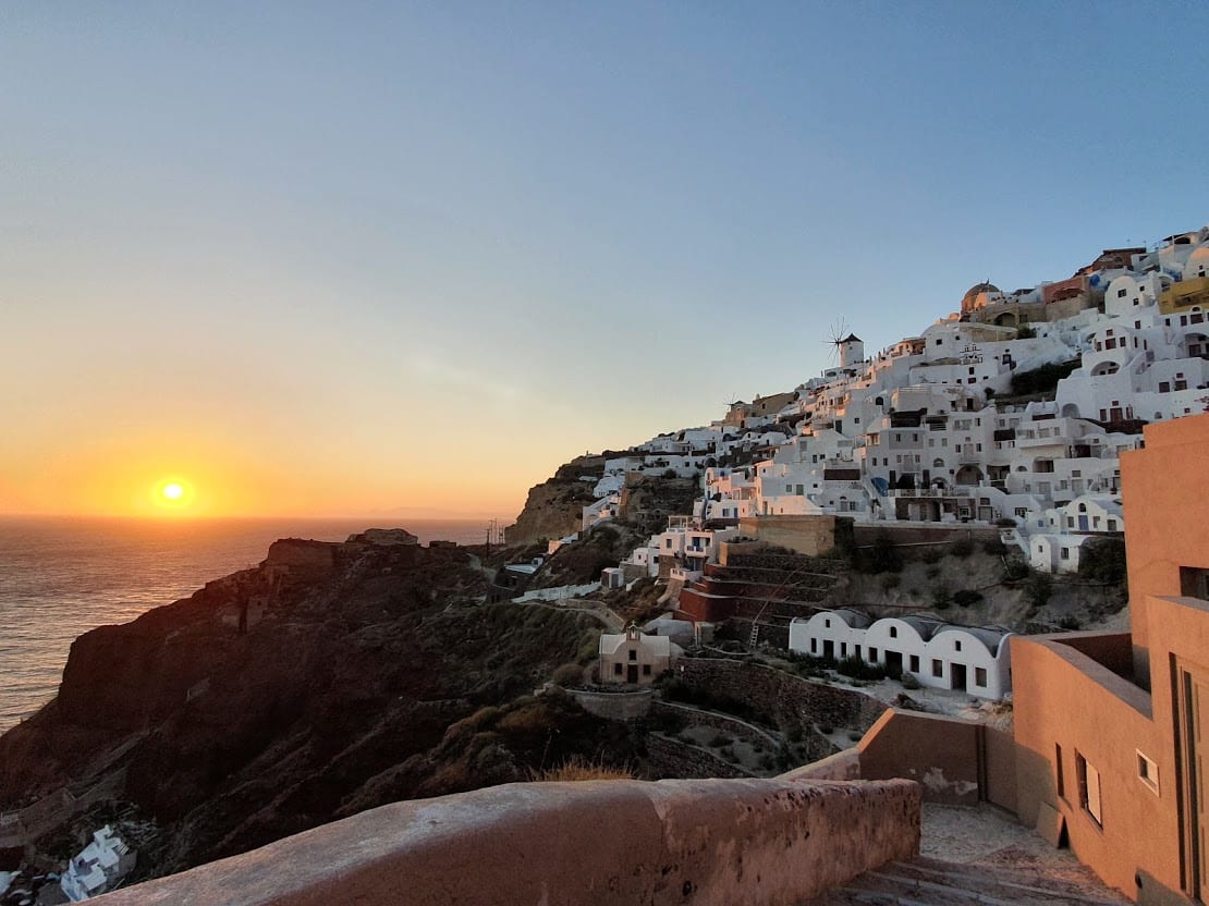 Enjoying the sunset at Oia in Santorini