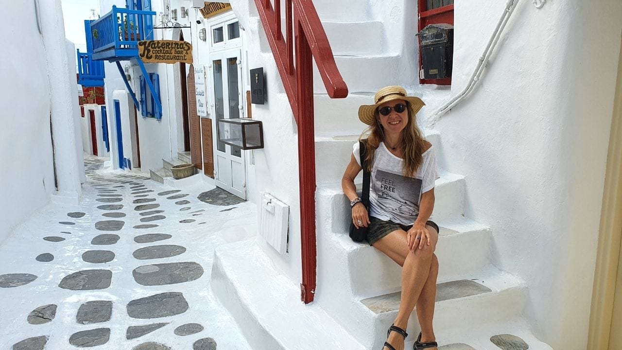 Inside the Old Town of Mykonos island in Greece