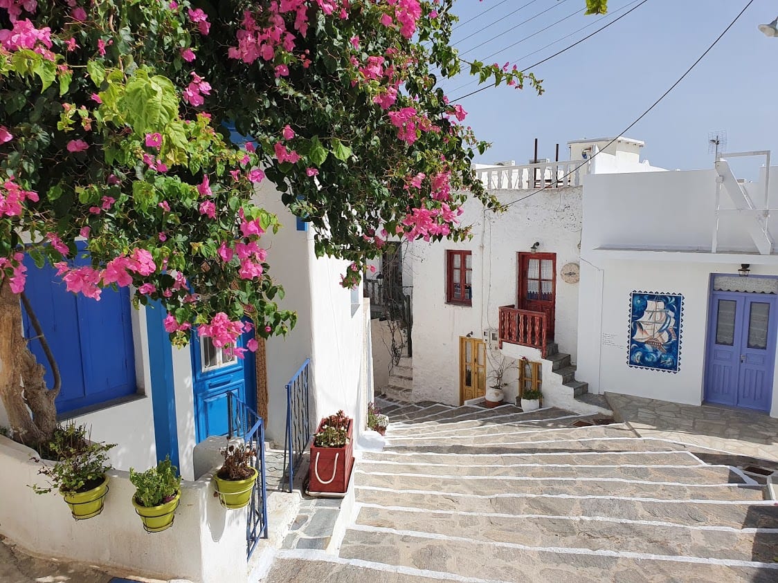 Walking through Plaka in Milos island in Greece