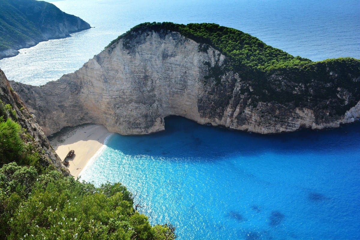 The shipwreck beach in Zakynthos is perhaps the most famous if not the best beach in greek islands