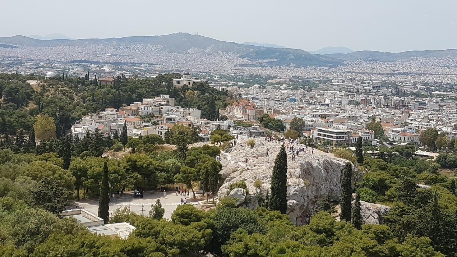 Areios Pagos underneath the Acropolis in Athens Greece