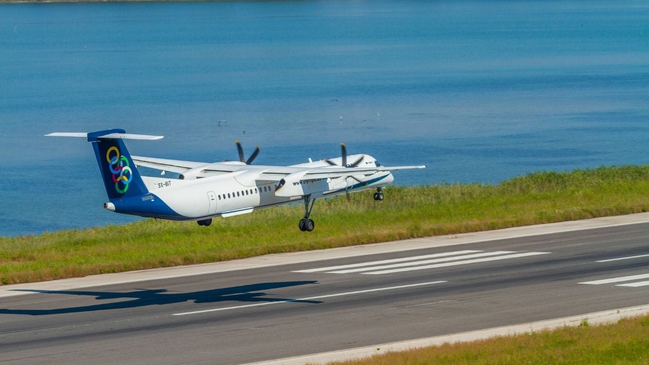 Olympic Airways Plane landing in Corfu