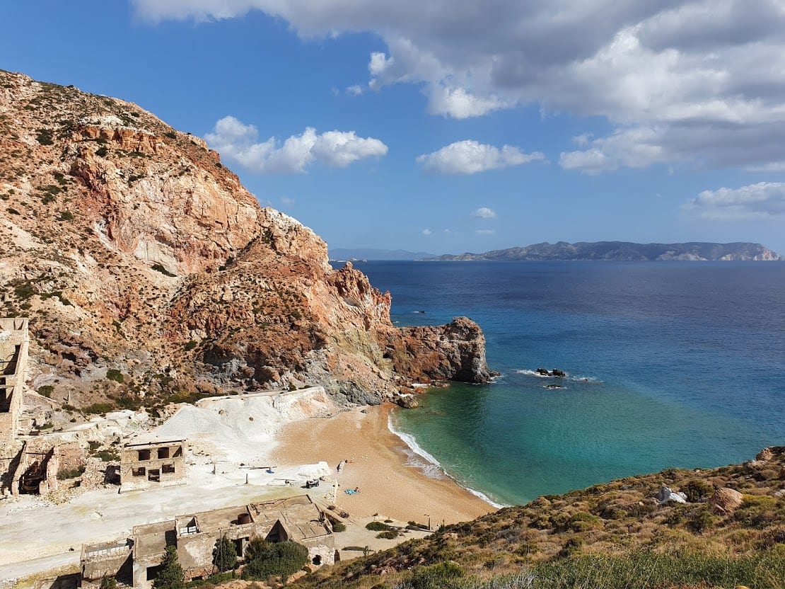 The sulphur beach in Milos island greece