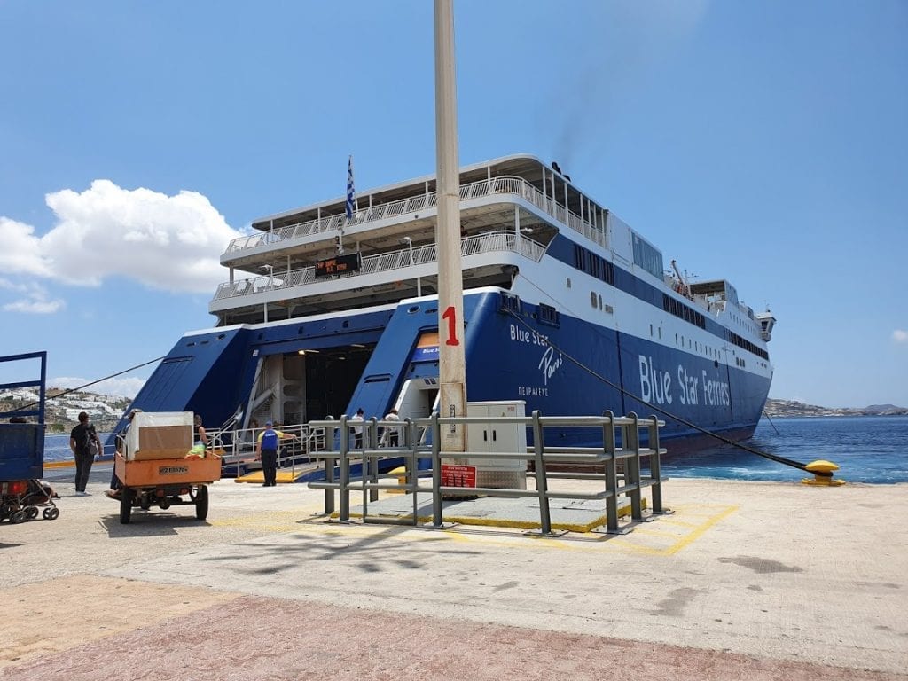 Getting ready to board a ferry leaving from Mykonos