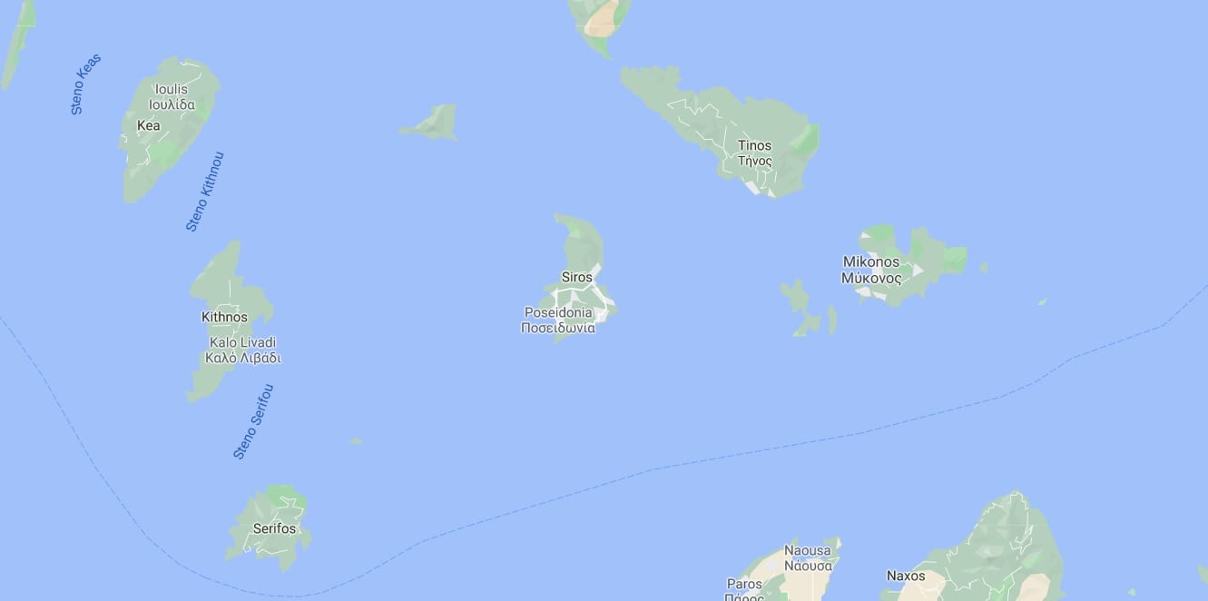 Some of the islands close to Mykonos in Greece
