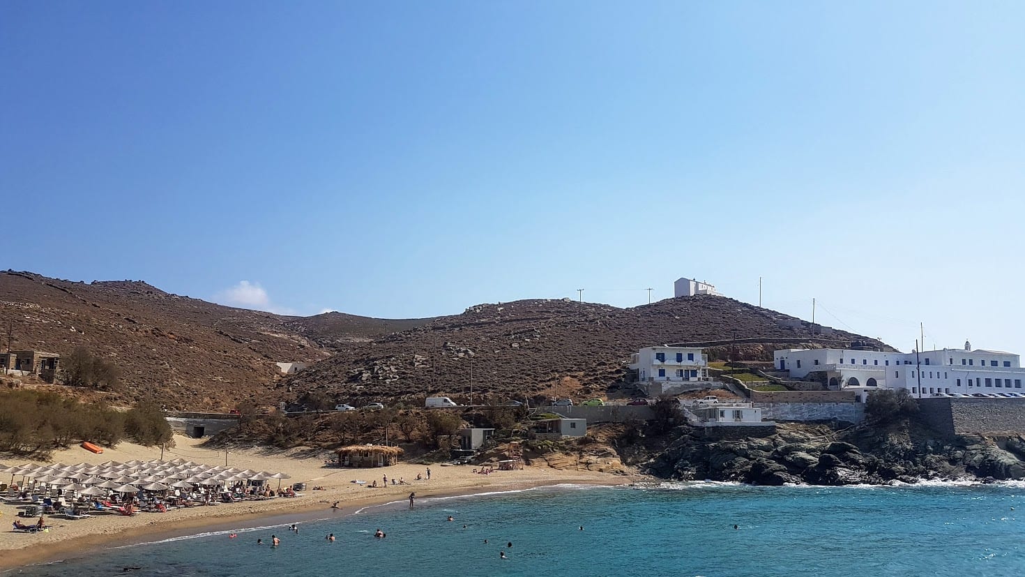 Swimming at a beach in Tinos Greece