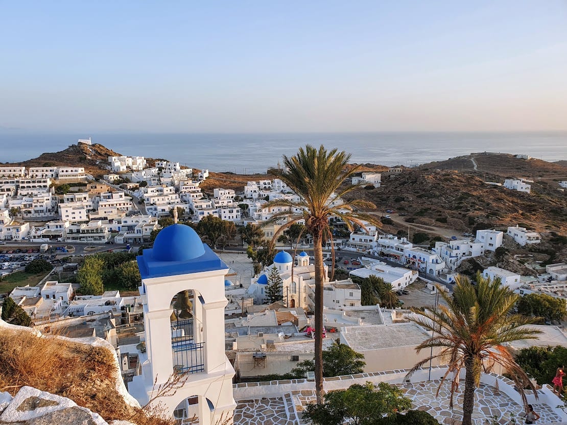 A view out over Ios island in greece