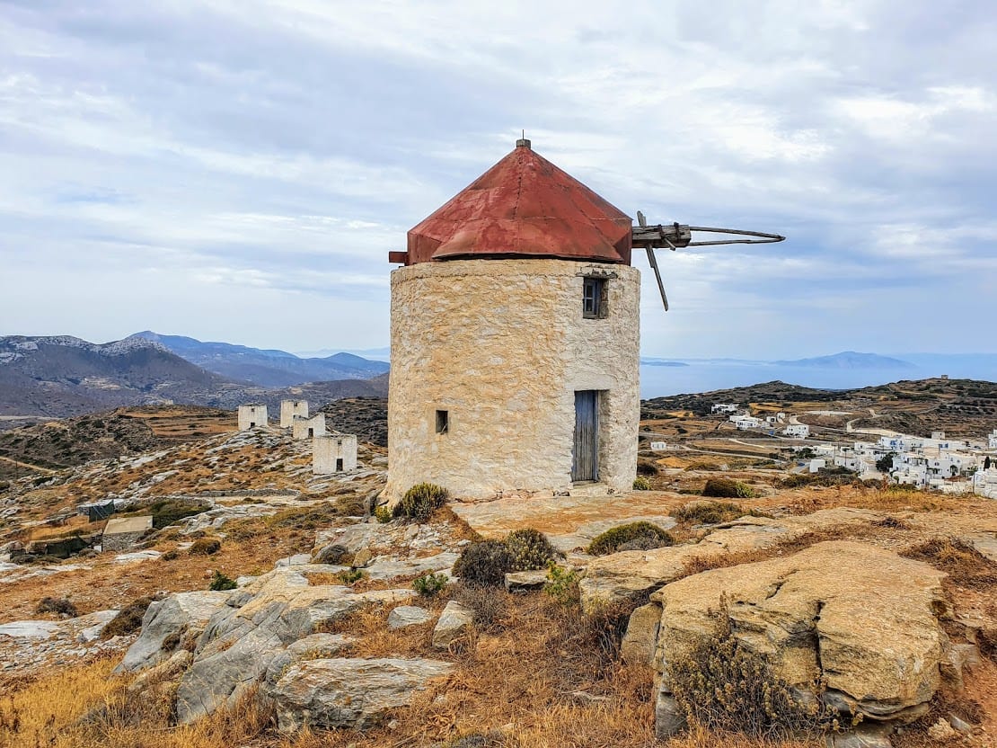 The famous abandoned windmills on Amorgos island in Greece