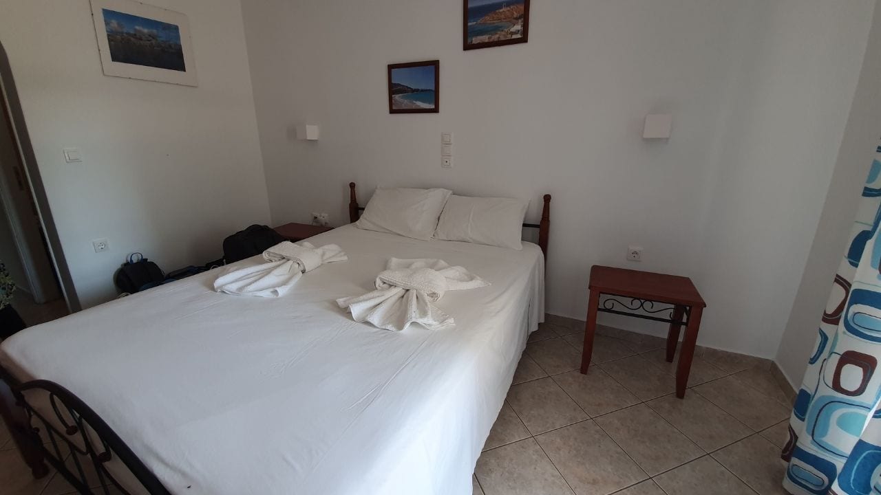 Staying at a budget hotel room in Naxos island greece