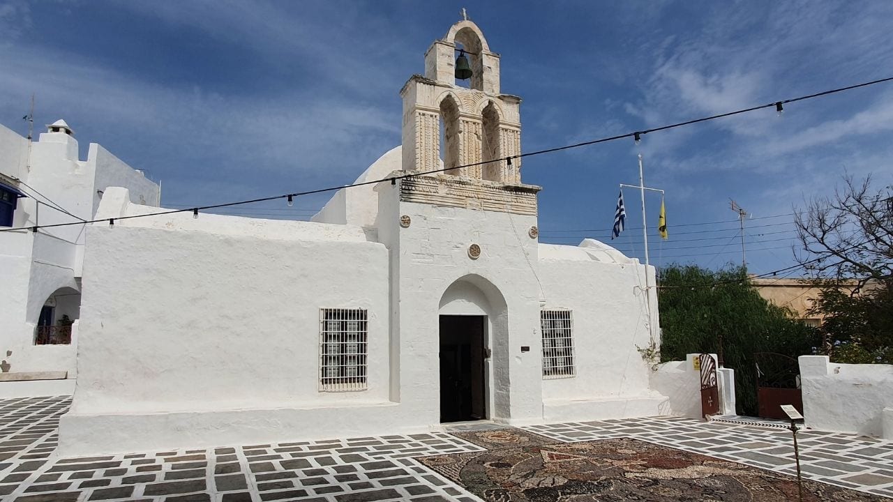 A church in the port of Adamantas in Milos island Greece
