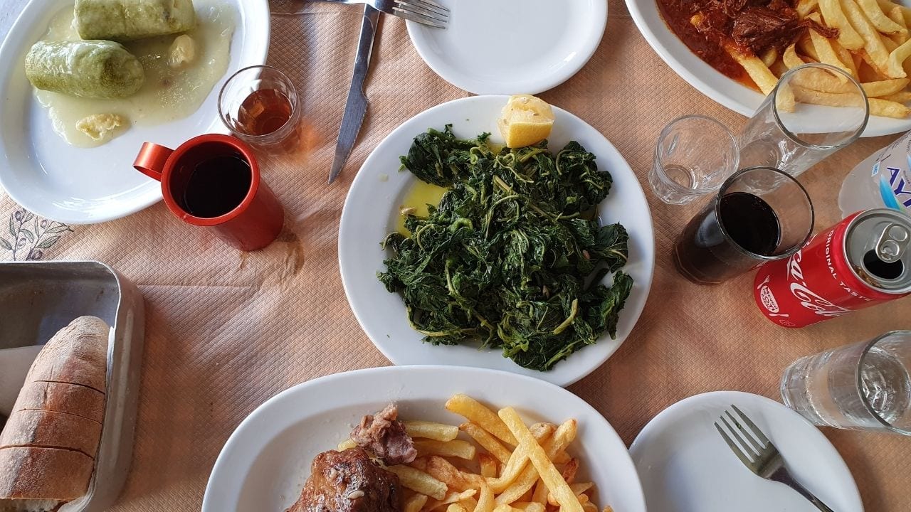 Eating at Maros restaurant in naxos town