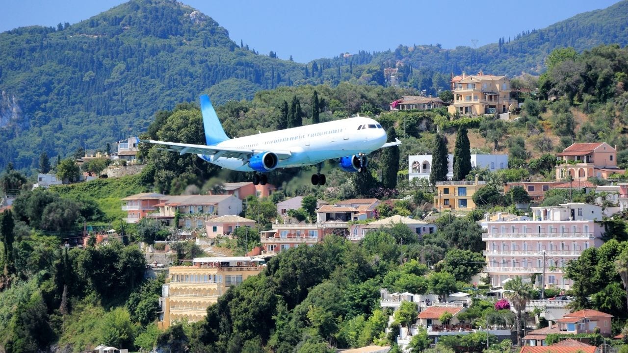 Flying to Corfu ionian island