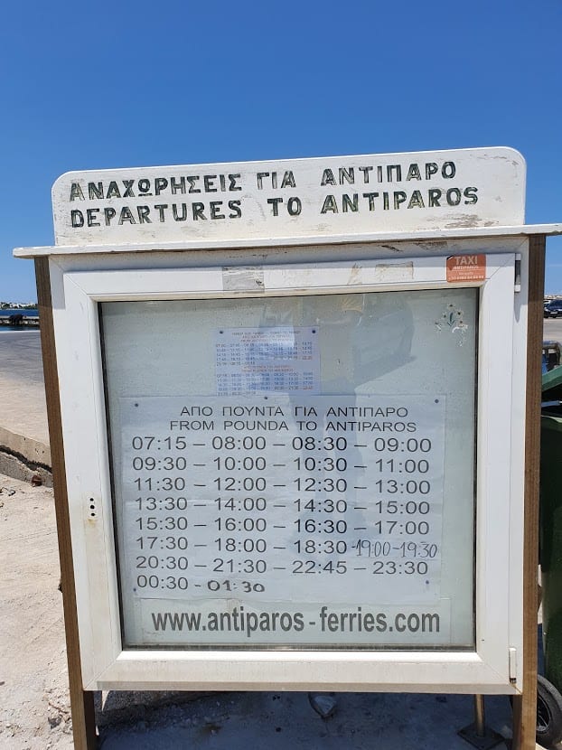 Pounta to Antiparos ferry schedule