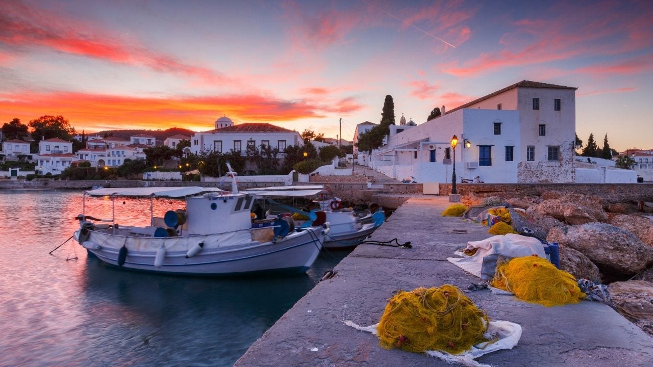 Spetses island in the Saronic Gulf of Greece