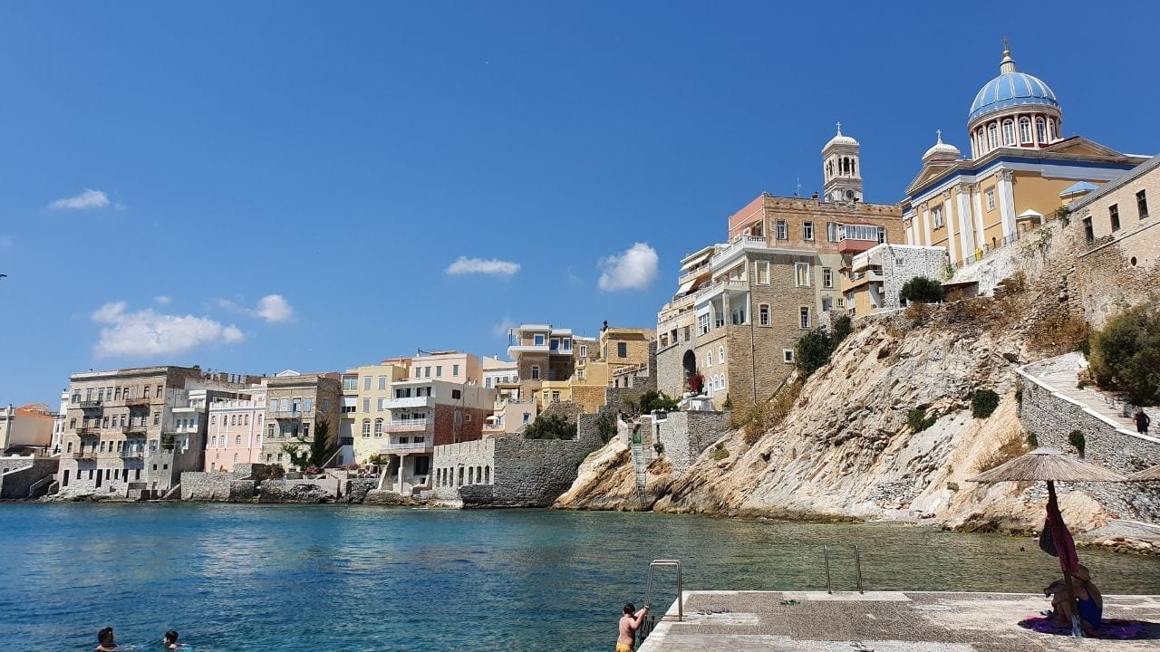 A stunning view of Syros island in Greece