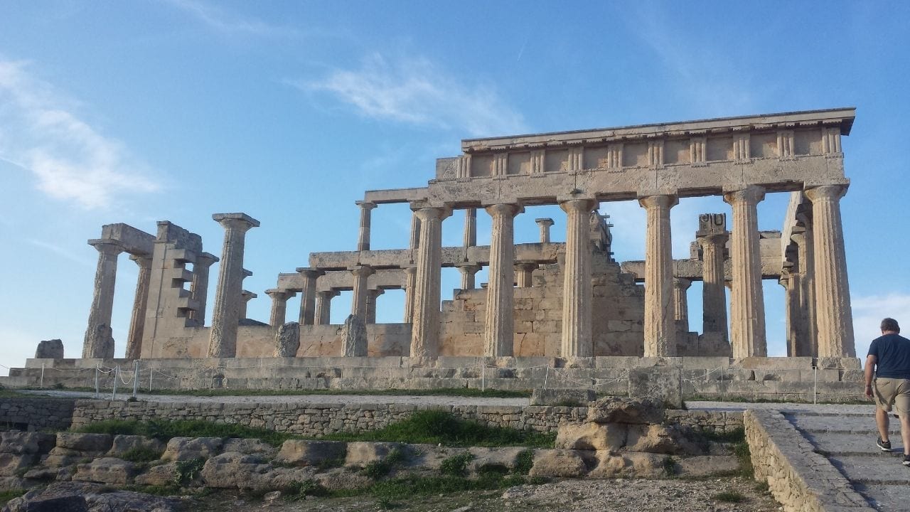 Approaching the Temple of Aphaia in Aegina island Greece