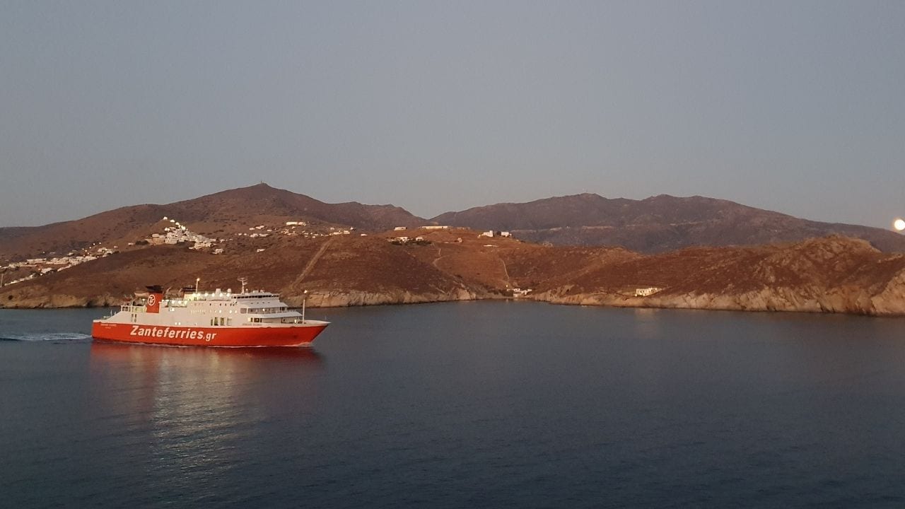 Zante ferries sailing from Milos to Ios island in Greece