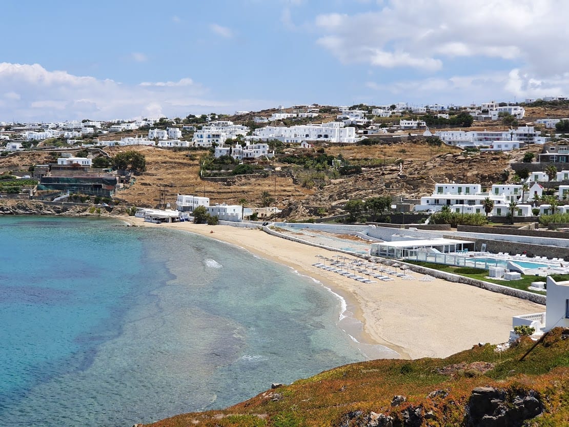 A beach view in Mykonos