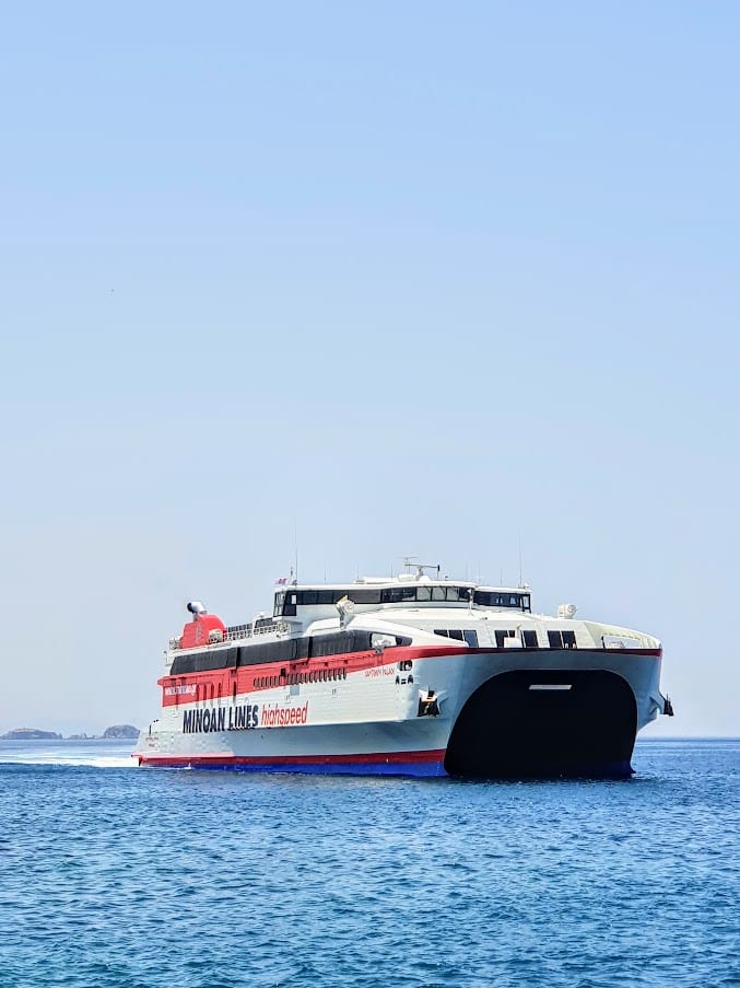 The Naxos to Paros high speed ferry operated by the Minoan Lines ferry company