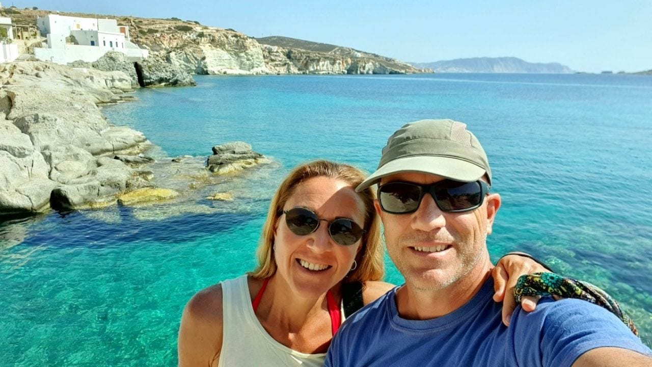 Dave and Vanessa at Goupa in Kimolos