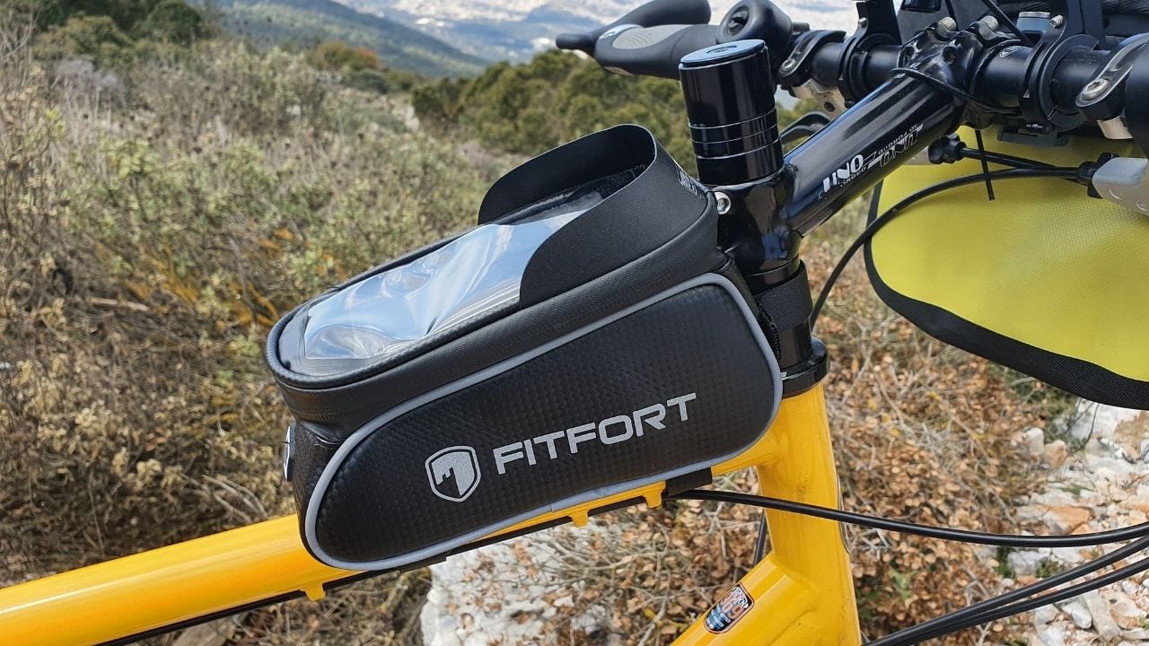Bike Top Tube Bag with a compartment for a smartphone