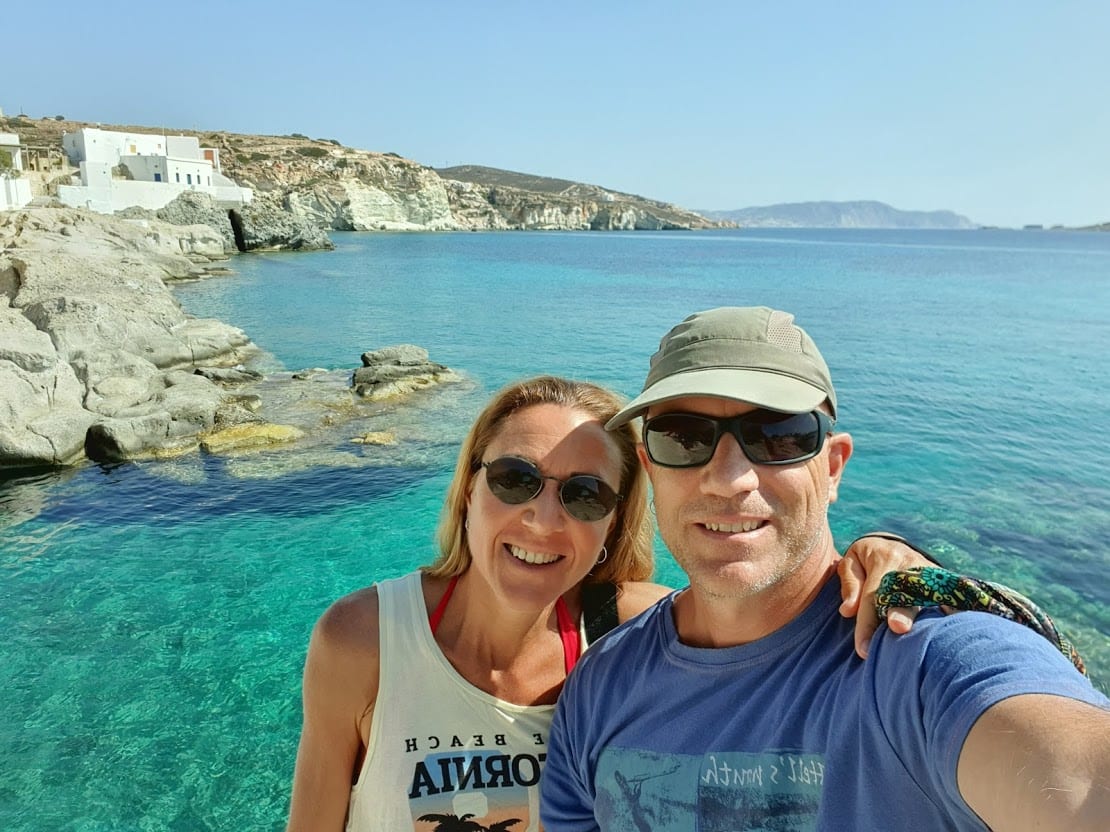 Dave and Vanessa checking out the beaches in Kimolos