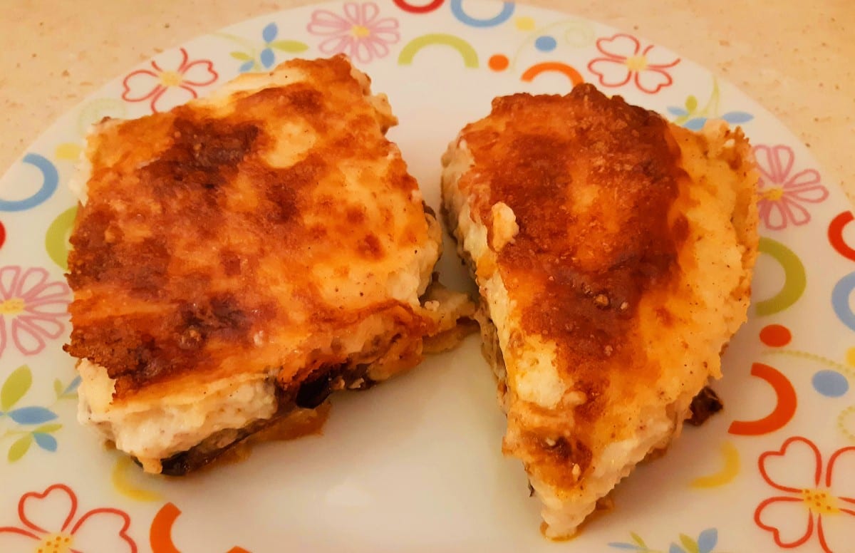 When people think of Greek food, they often mention Moussaka, the dish shown in this photo