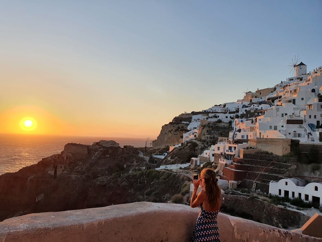 Enjoying a sunset in Oia without the crowds