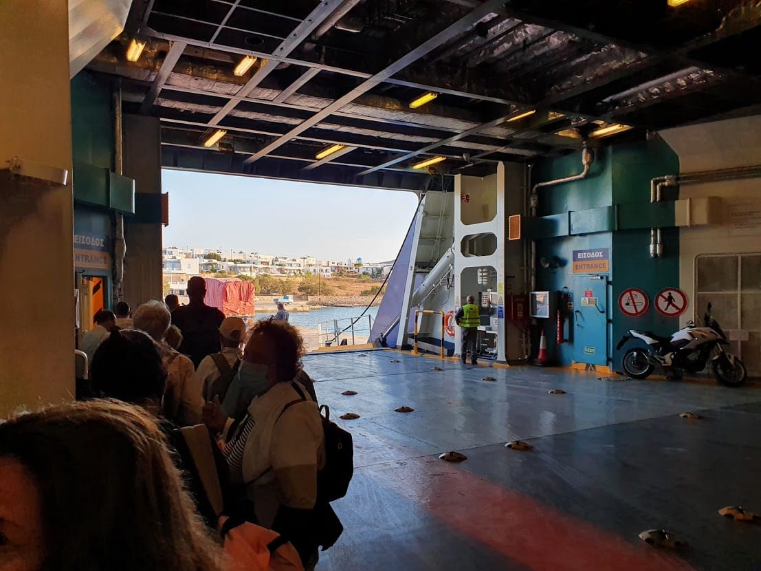 Boarding a ferry heading to Paros in Greece