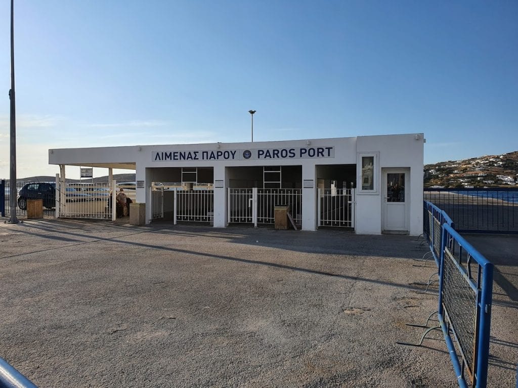 Ferries to Paros arrive at the ferry port in Parikia