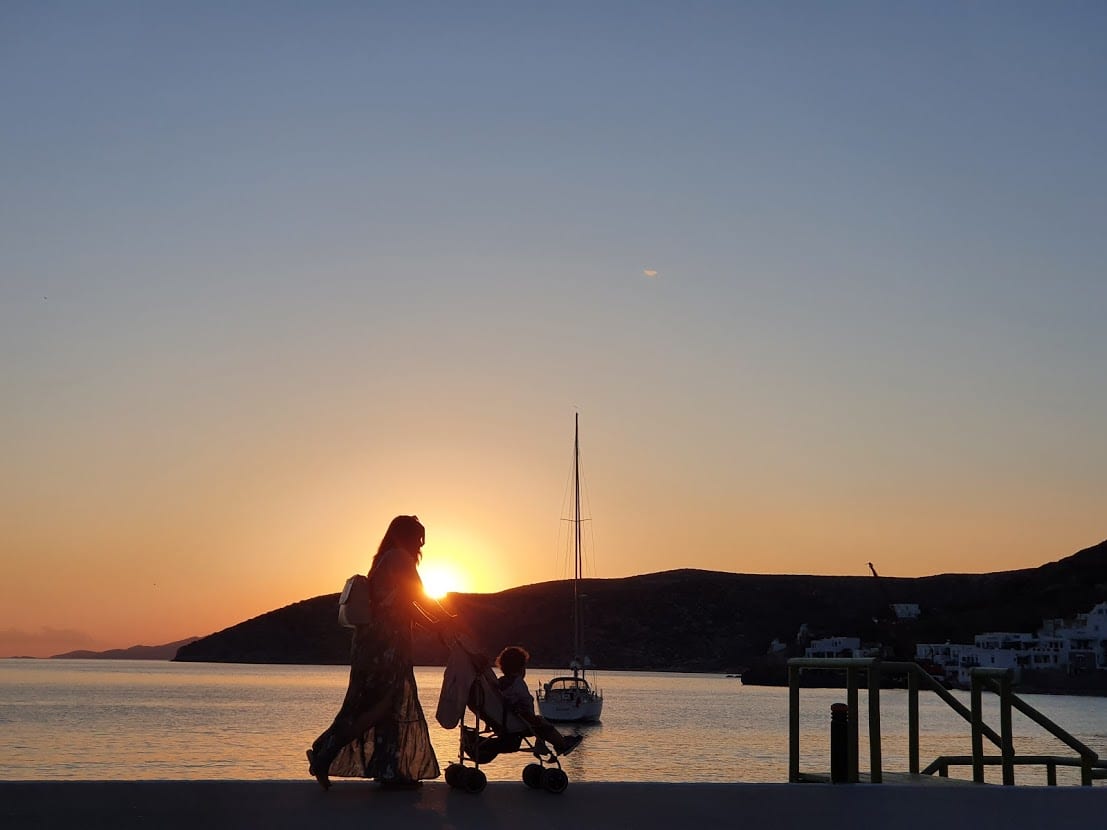 Sunset in Katapola port town in Amorgos