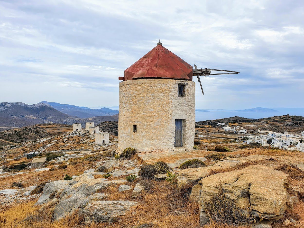 The beautiful windmills of Amorgos island in Greece