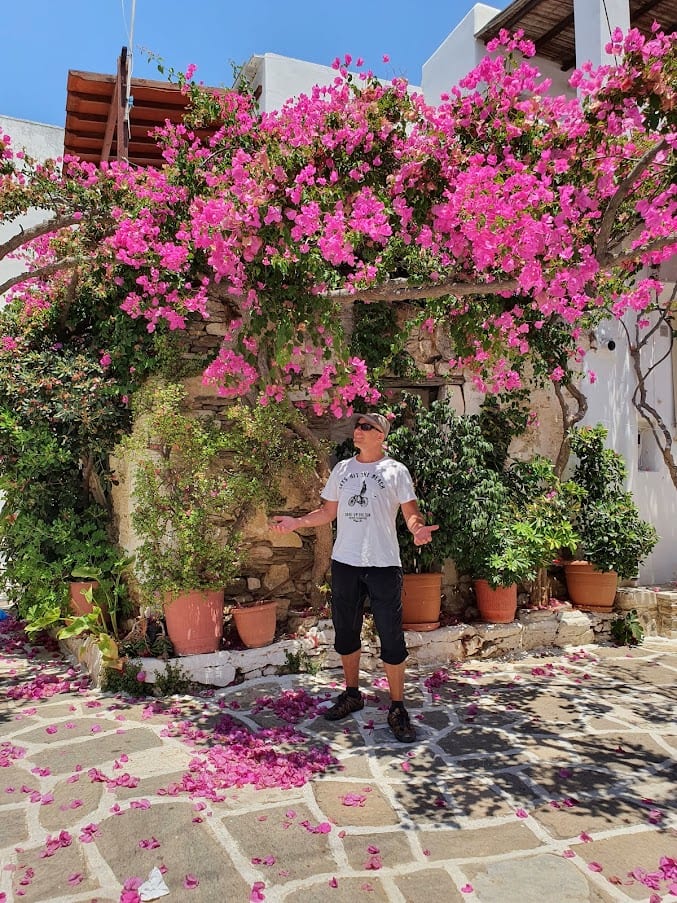 Dave walking around Prodromos in Paros island Greece