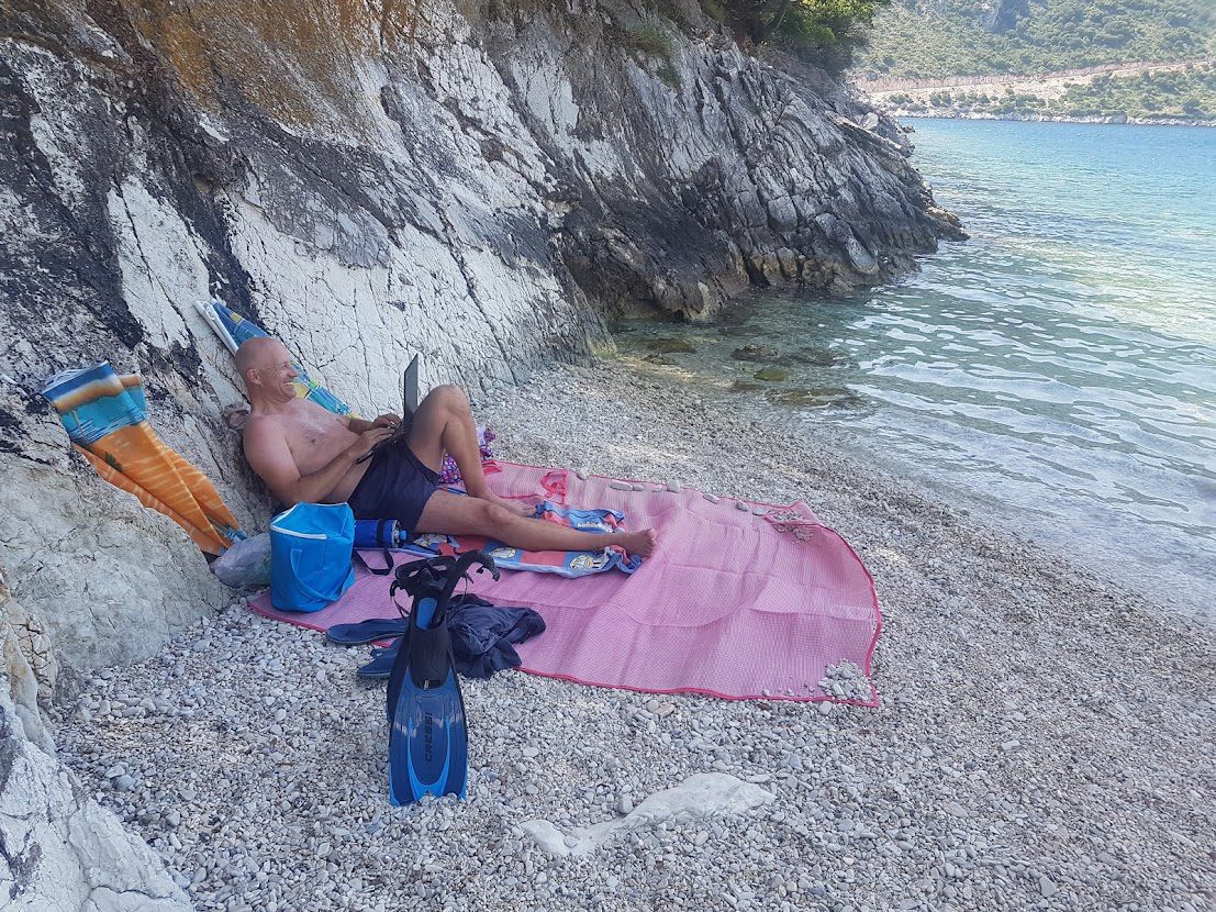 Dave Briggs working at the beach