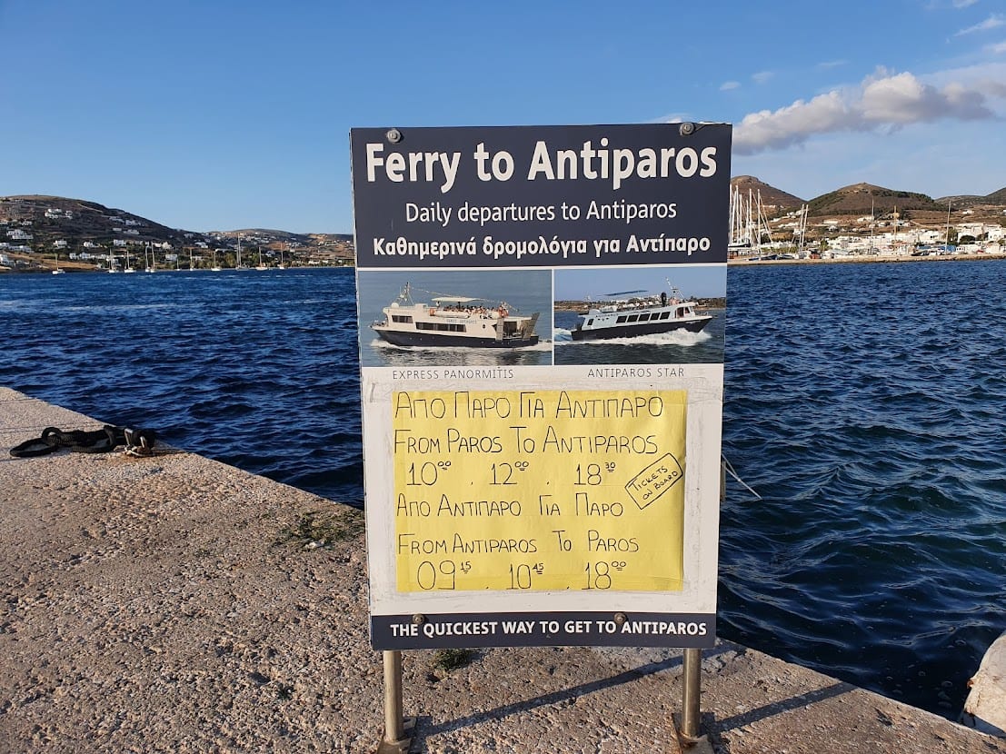 Taking the ferry to Antiparos from Paros