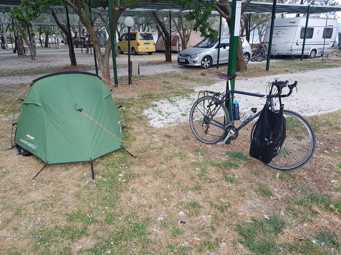 Camping in an organized campsite