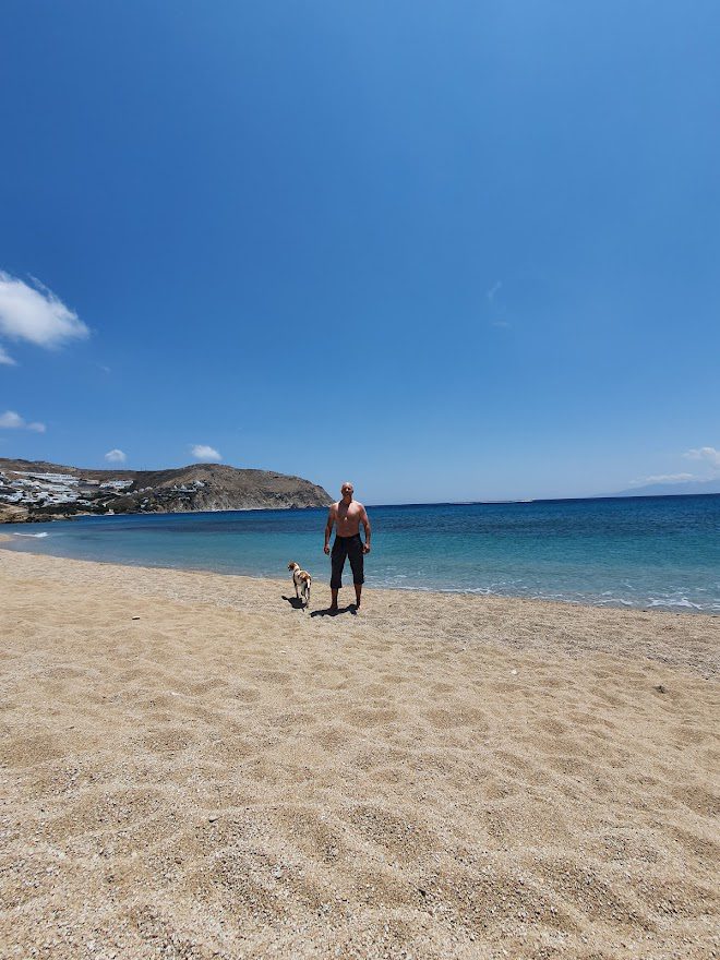 Dave on a Greek beach in June