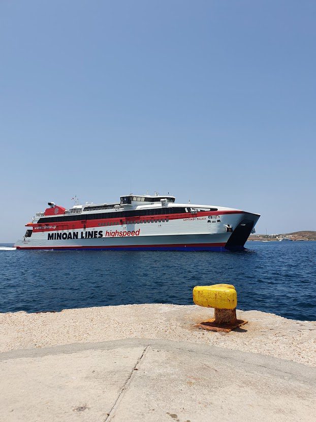 A ferry outside paros parikia port