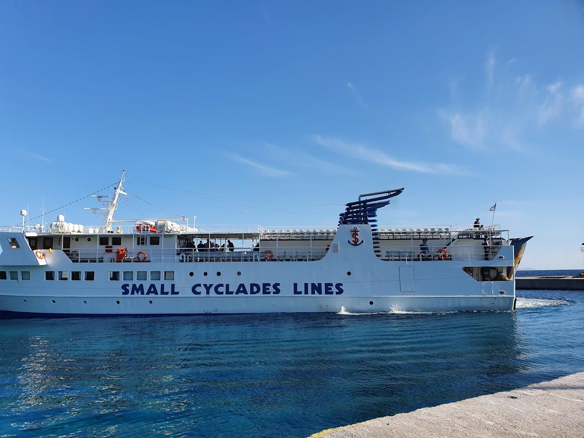 Using the Small Cyclades Lines ferry in Greece