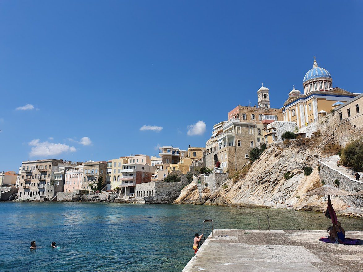 Swimming in Ermoupoli, Syros island, Greece