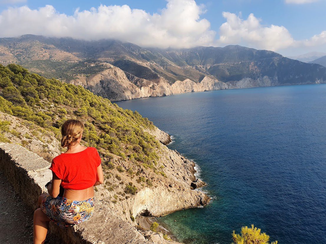 Enjoying the view walking up Assos Castle